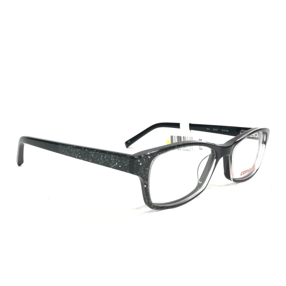 Converse Kids Eyeglasses Frames A215 BLACK Rectangular Glitter Sparkle 48-15-135